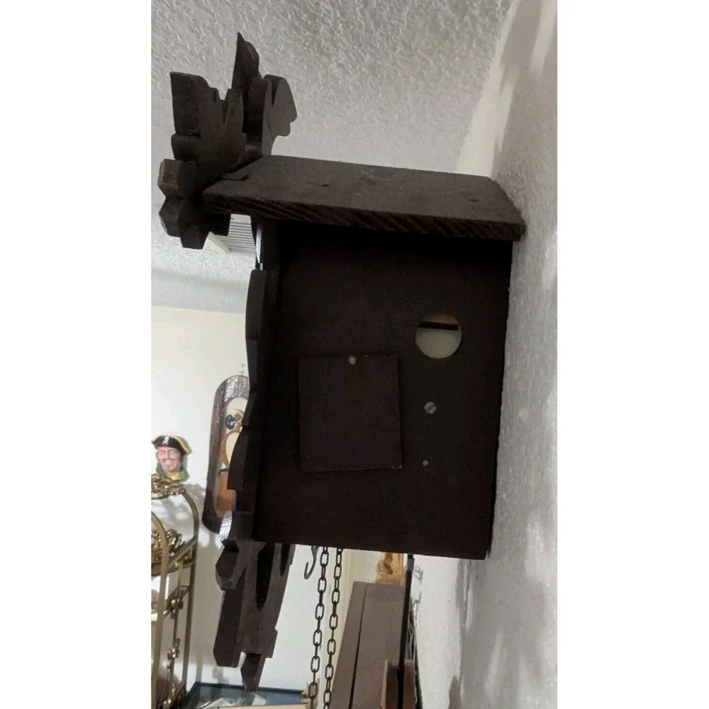 Vintage Mid Century Cuckoo Clock West Germany Traditional Style Dark Wood Time